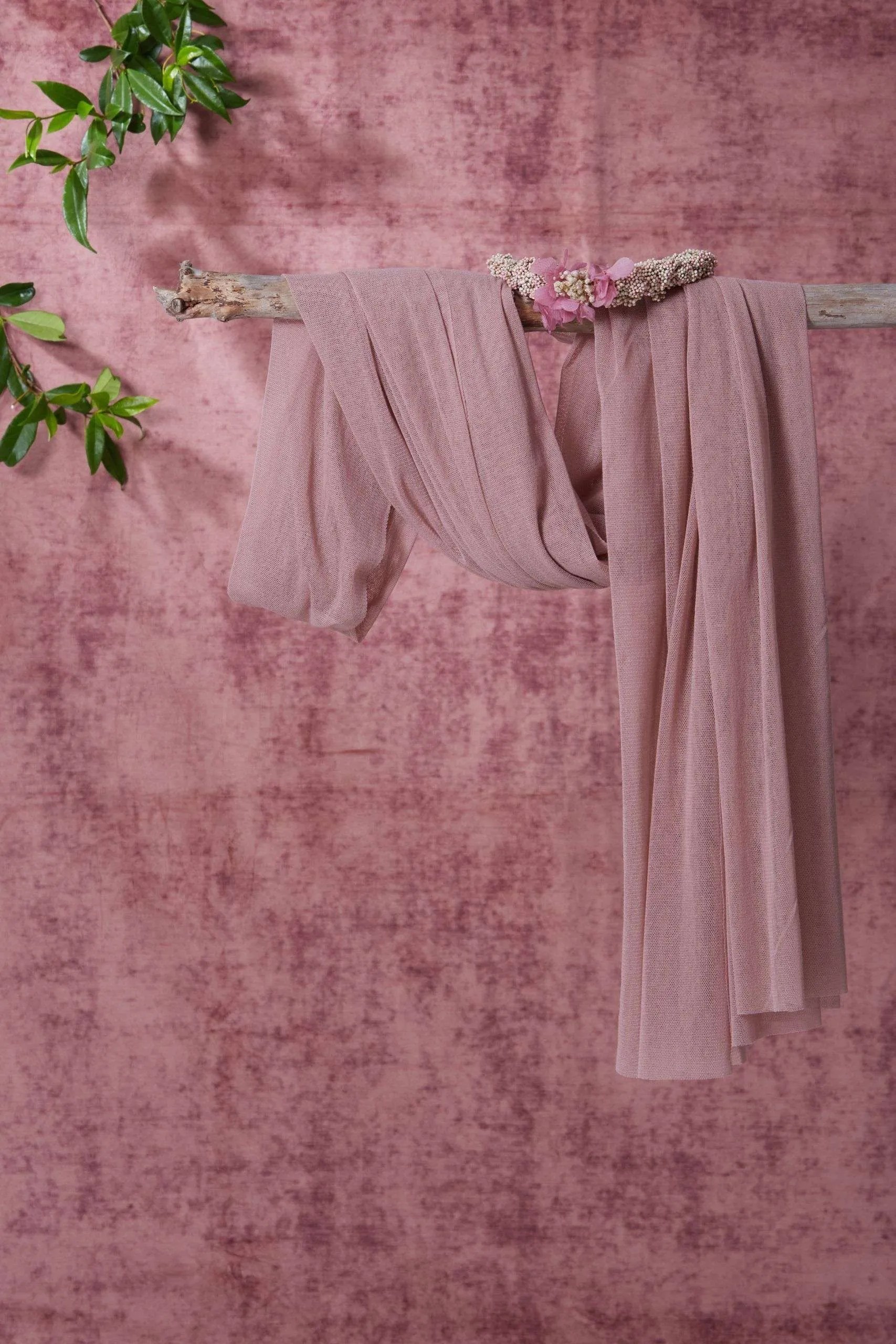 Blush pink viscose tulle sash