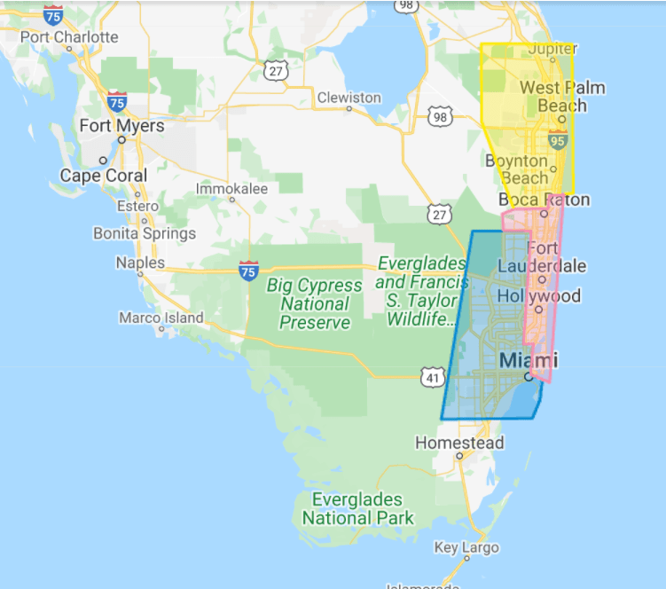 Florida Farm Direct delivery area map