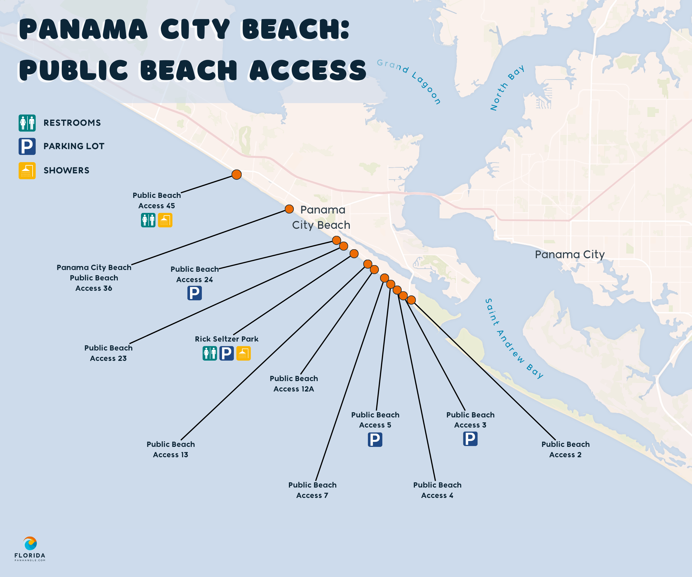 Panama City Map Florida PCB Beach Access 