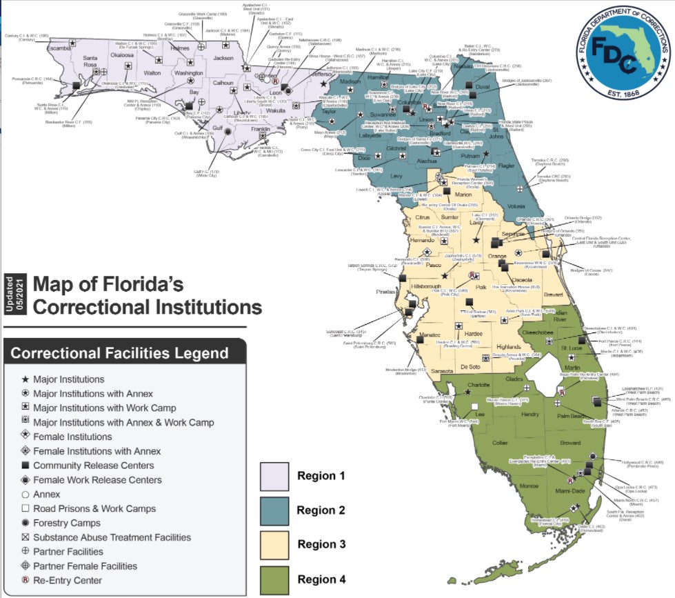 Twelve States Revise Counting Of Prisoners To Address Concerns About FDC Prisons Map 