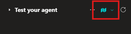 Activity map button highlighted beside Test your agent in Copilot Studio.