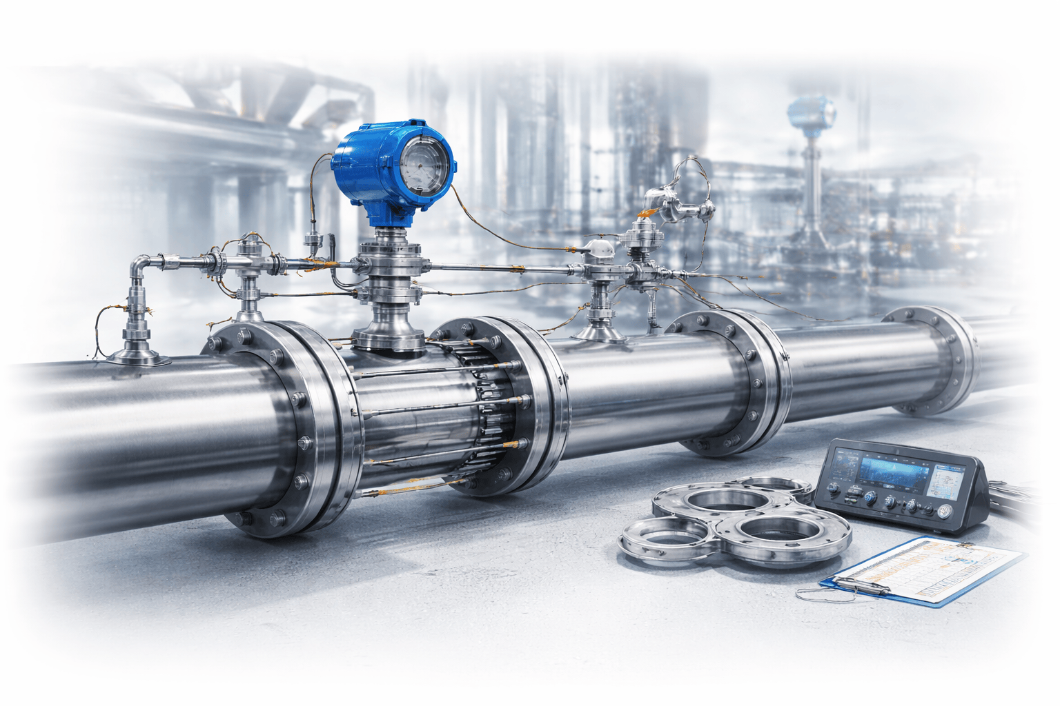 Differential pressure flow measurement system with transmitter and primary element
