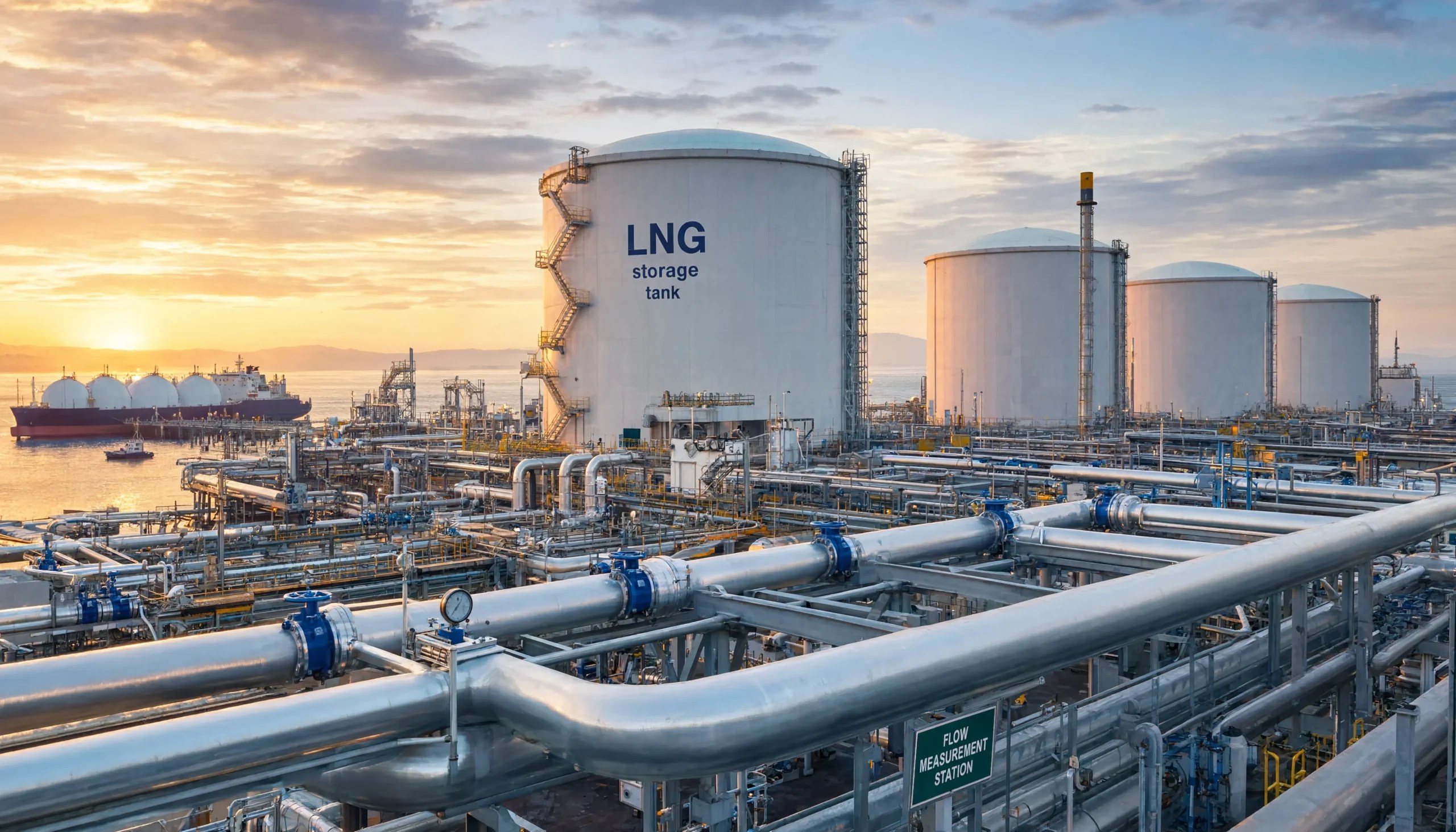 Industrial LNG terminal where demanding flow measurement conditions can affect orifice plate wear