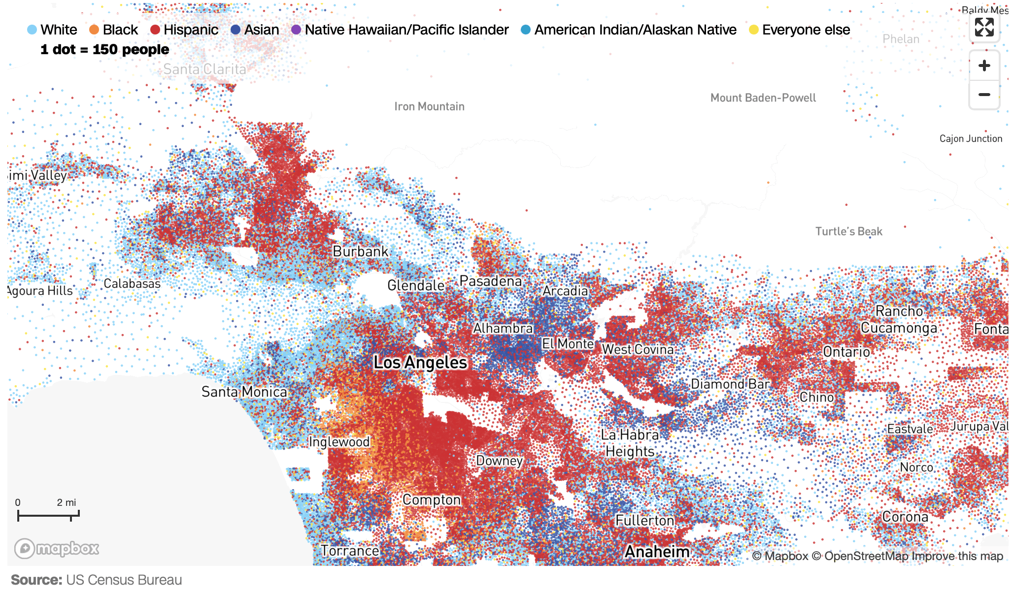 Race And Ethnicity Map Of Dots FlowingData Dot Density Map Of Dots 