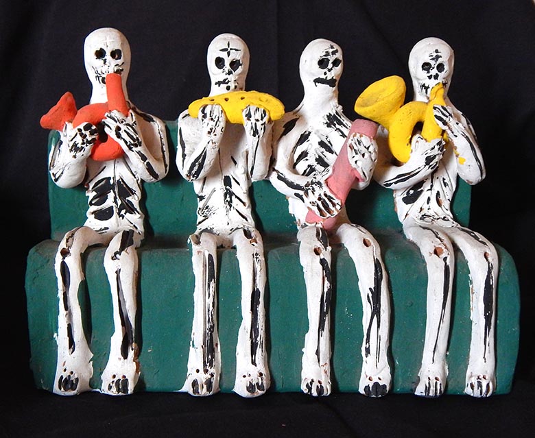 Decoration for Day of the Dead (honors ancestors)-Latin America-Aztec/Spanish-Ceramic/Glaze-6" x 8" x 3"