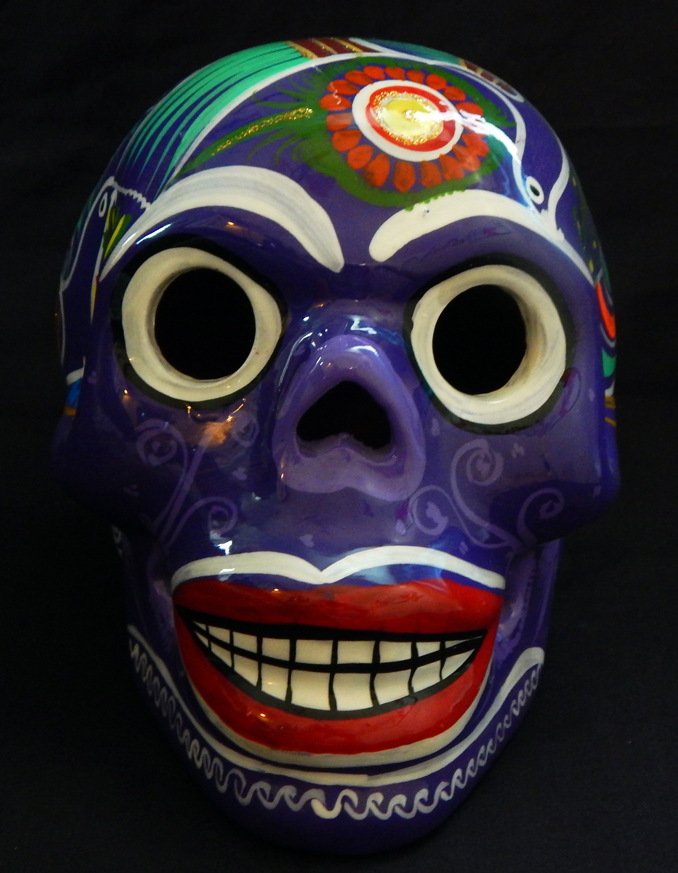 Decoration for Day of the Dead (honors ancestors)-Latin America-Aztec/Spanish heritage-Ceramic/Glaze-5 1/2" x 7 1/2"