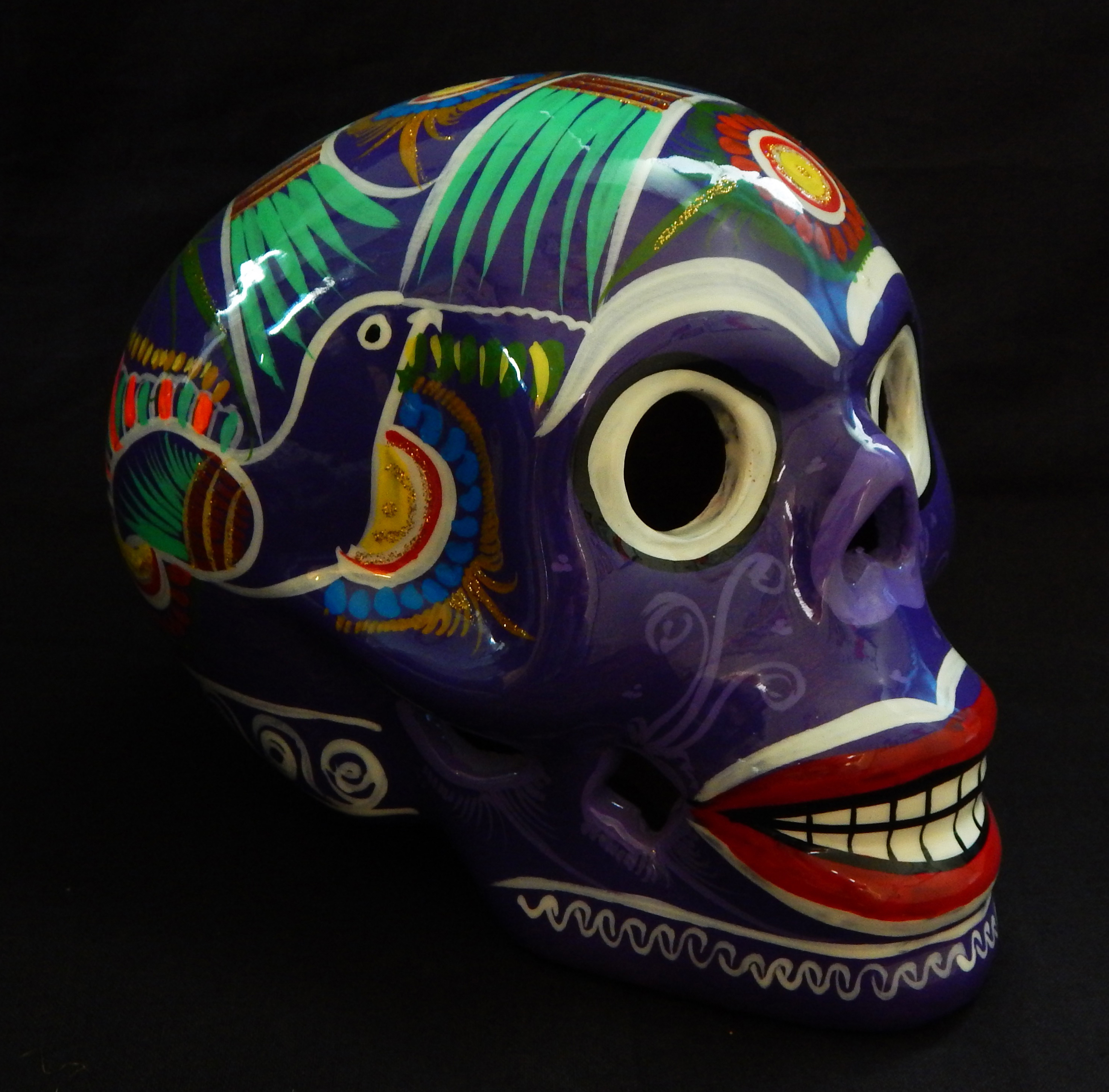 Decoration for Day of the Dead (honors ancestors)-Latin America-Aztec/Spanish heritage-Ceramic/Glaze-5 1/2" x 7 1/2"