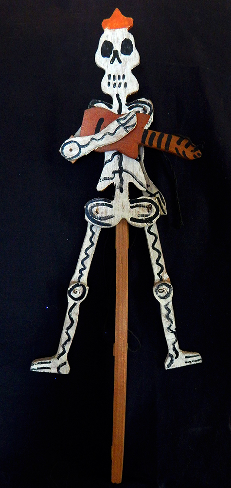 Decoration/Toy for Day of the Dead (honors ancestors)-Latin America-Aztec/Spanish-Wood/Paint-16" tall