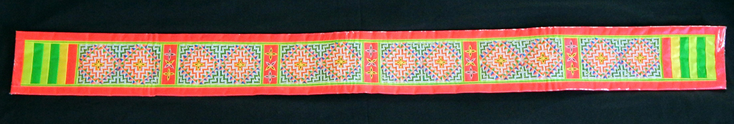 Demonstrates sewing skills of young women eligible for marriage-Vietnam/Laos/China-Hmong-Embroidered cloth-15 1/2" x 3"