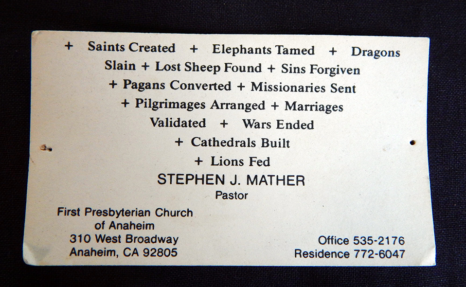 Amusement for parishioners-Anaheim, California, USA-Presbyterian-Paper-3 1/2" x 2"