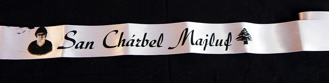 Protection-Mexico/Lebanon-Roman Catholic-Satin ribbon/ink-50" long