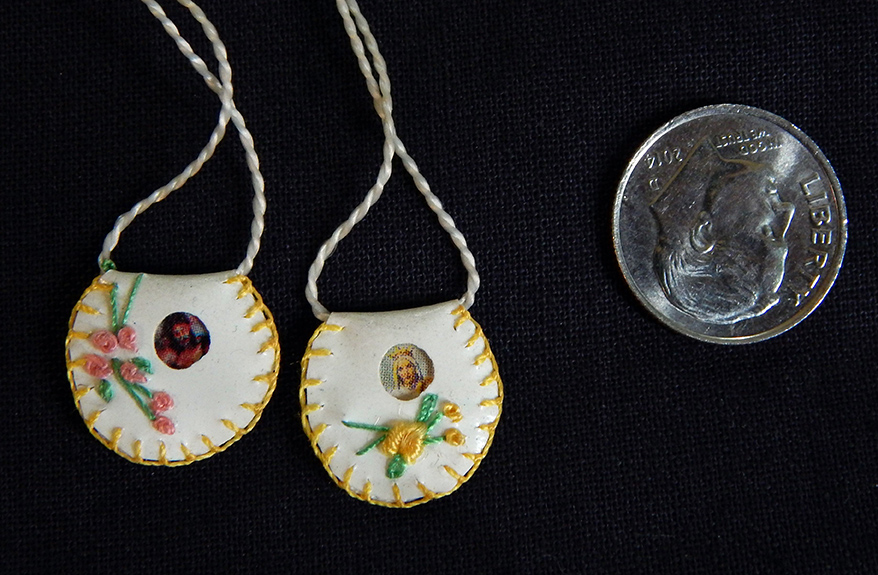 Worn for protection and blessings. Dedicated to various saints denoted by different colors-Global-Roman Catholic-Embroidered leather-Each 3/4"