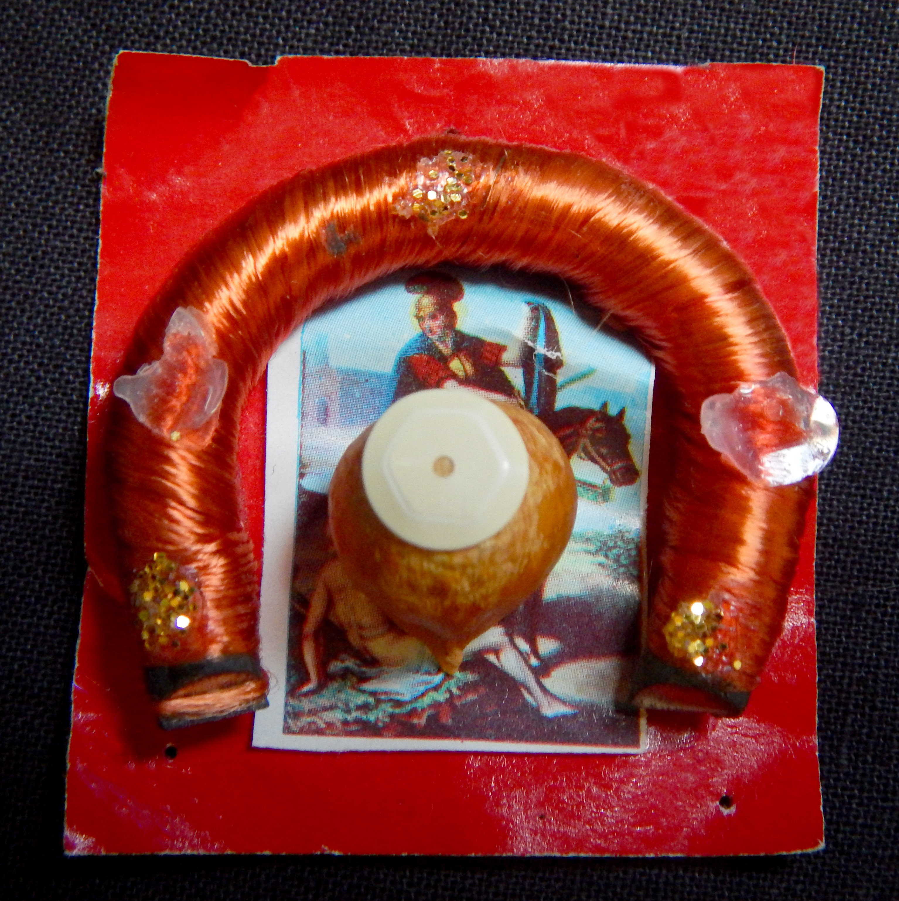 Protection-Mexico-Mexican-Metal, thread, and paper- 1 1/2" x 1 1/2"