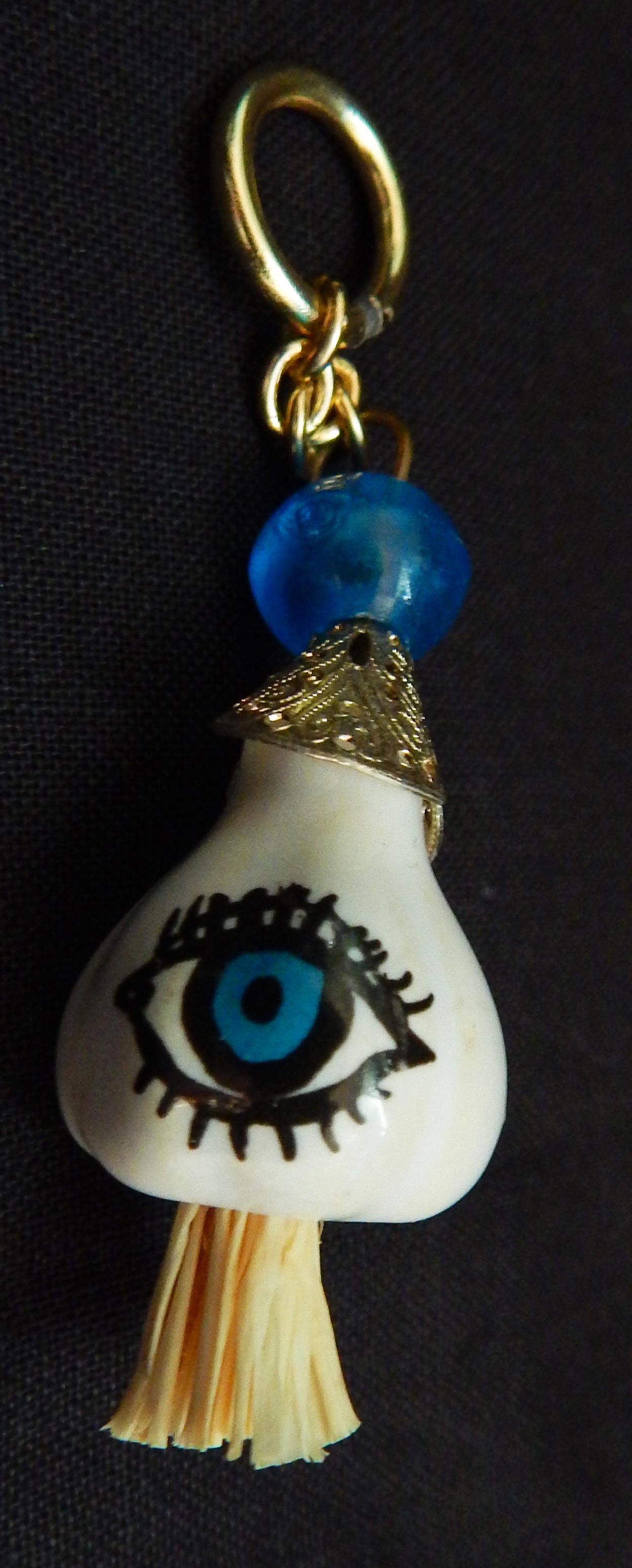 Protection from evil eye-Greece-Greek-Ceramic/Blue bead/Metal Bristles-3" long