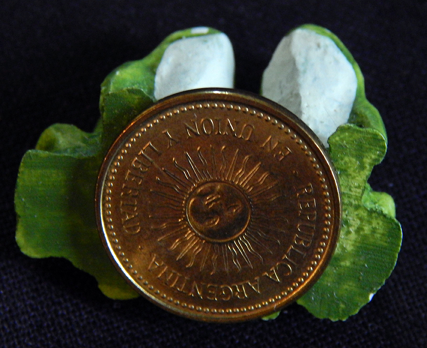 Part of good luck amulet-Argentina-Argentinian-View of copper coin-1"