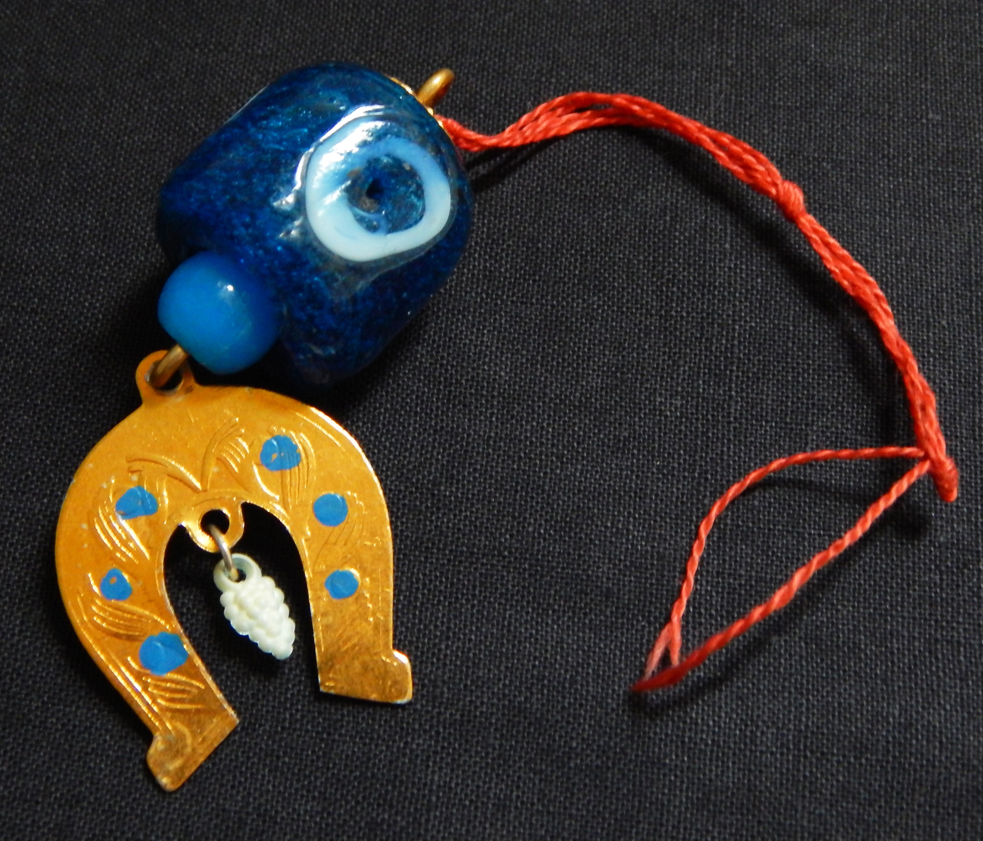 Good luck and protection from evil eye-Armenia-Middle Eastern-Glass and metal-3" long