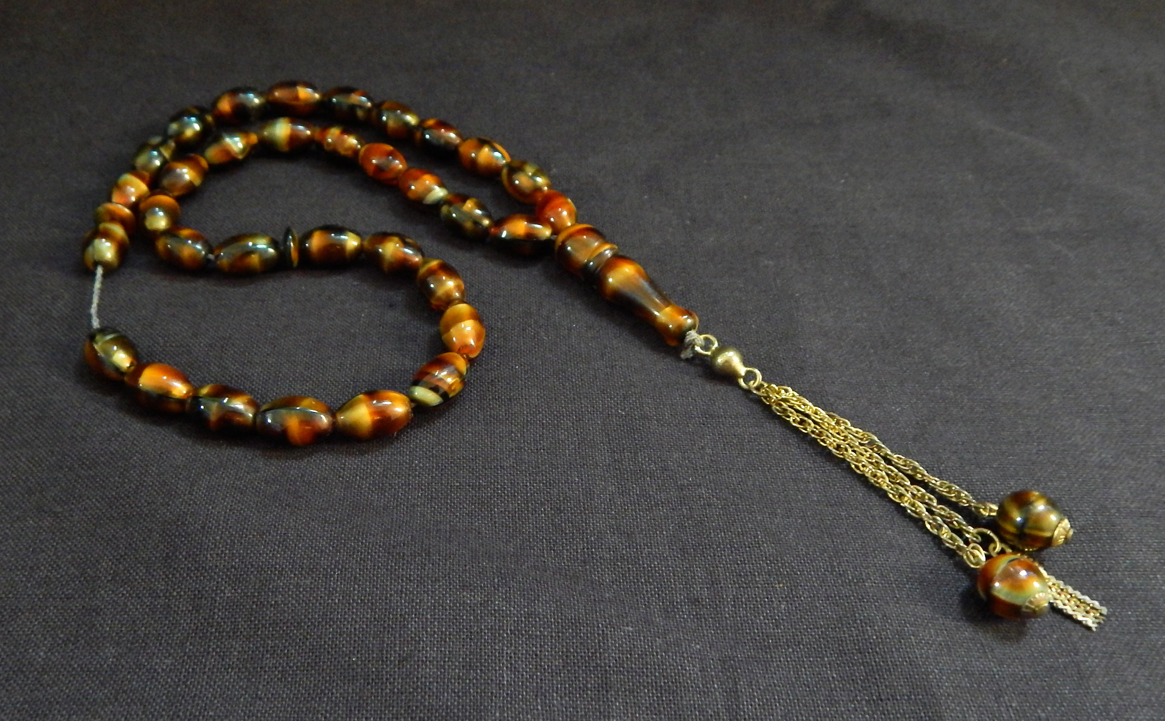 Prayer counter-Global-Greek Orthodox-3 sets of 11 brown glass beads-11" long