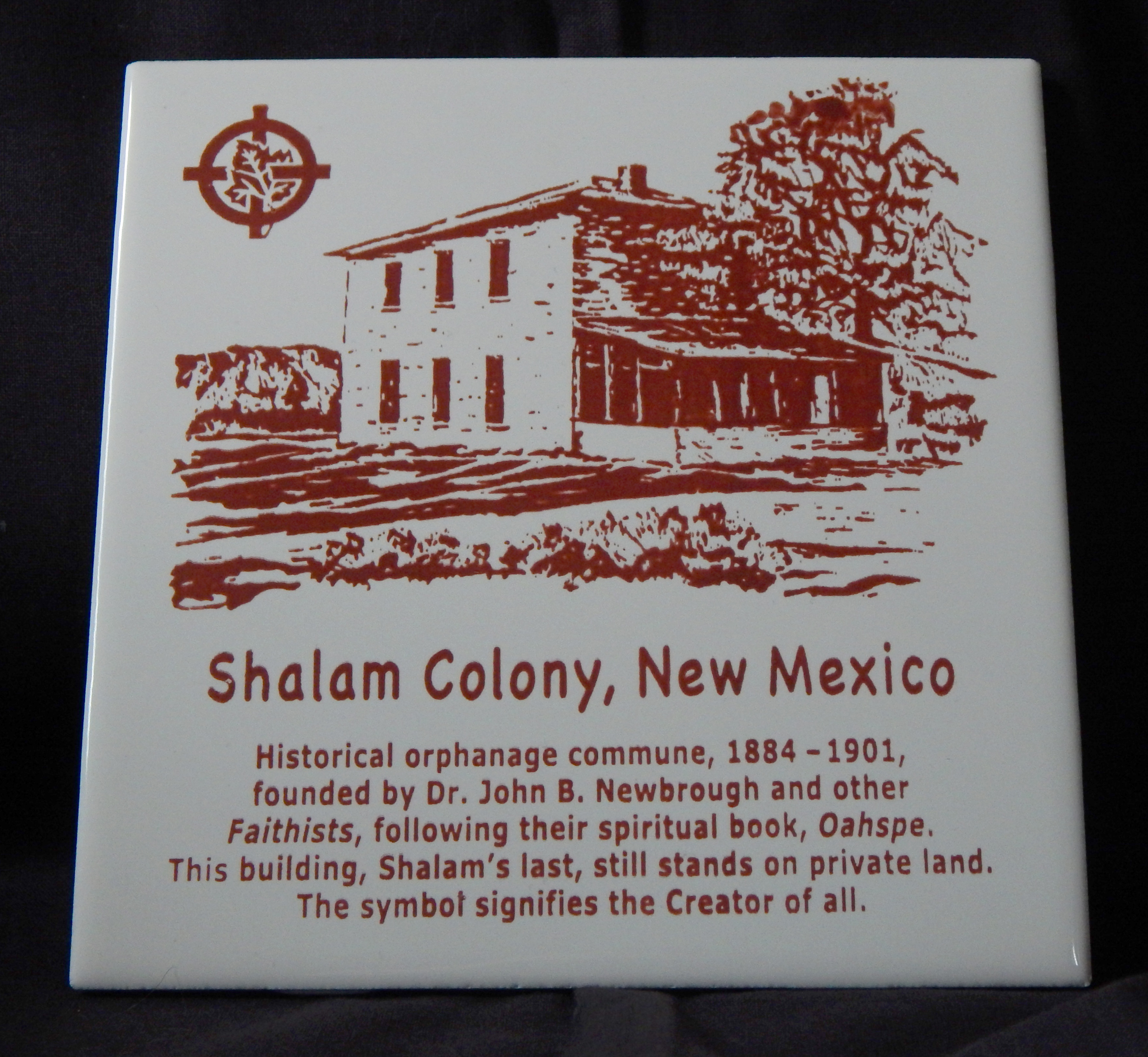 Tile with information about the now-exitinct Shalam Colony-Commememorative of 19th century orphanage and commune