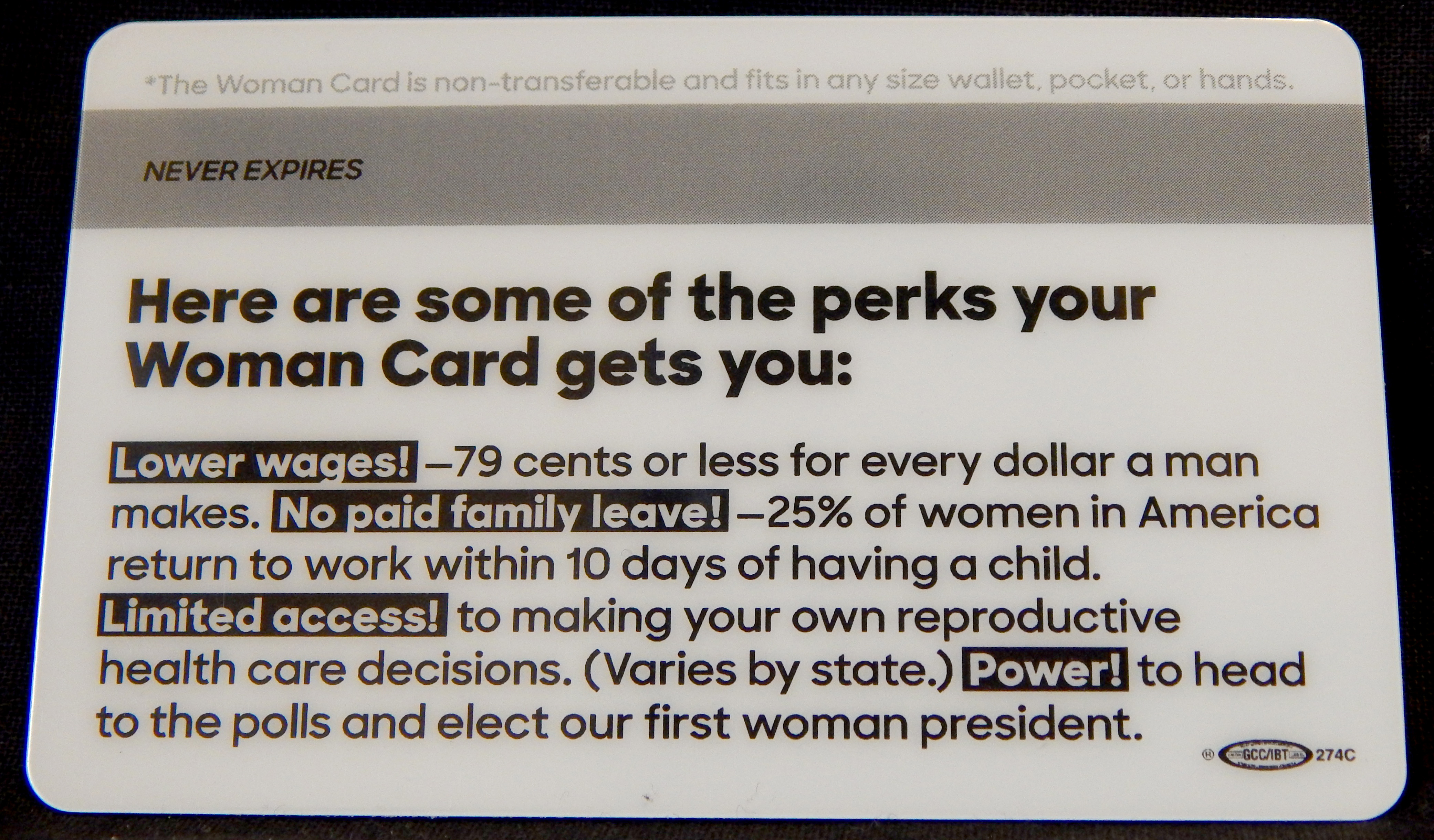 Woman's Identification Card (back)