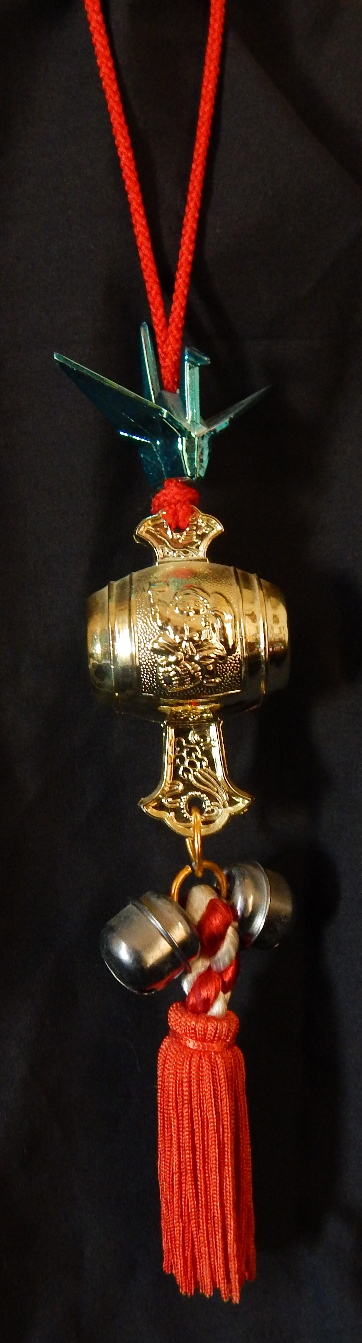 Good luck, especially at New Years-Japan-Japanese-Plastic/bells/red string-11 1/4" long