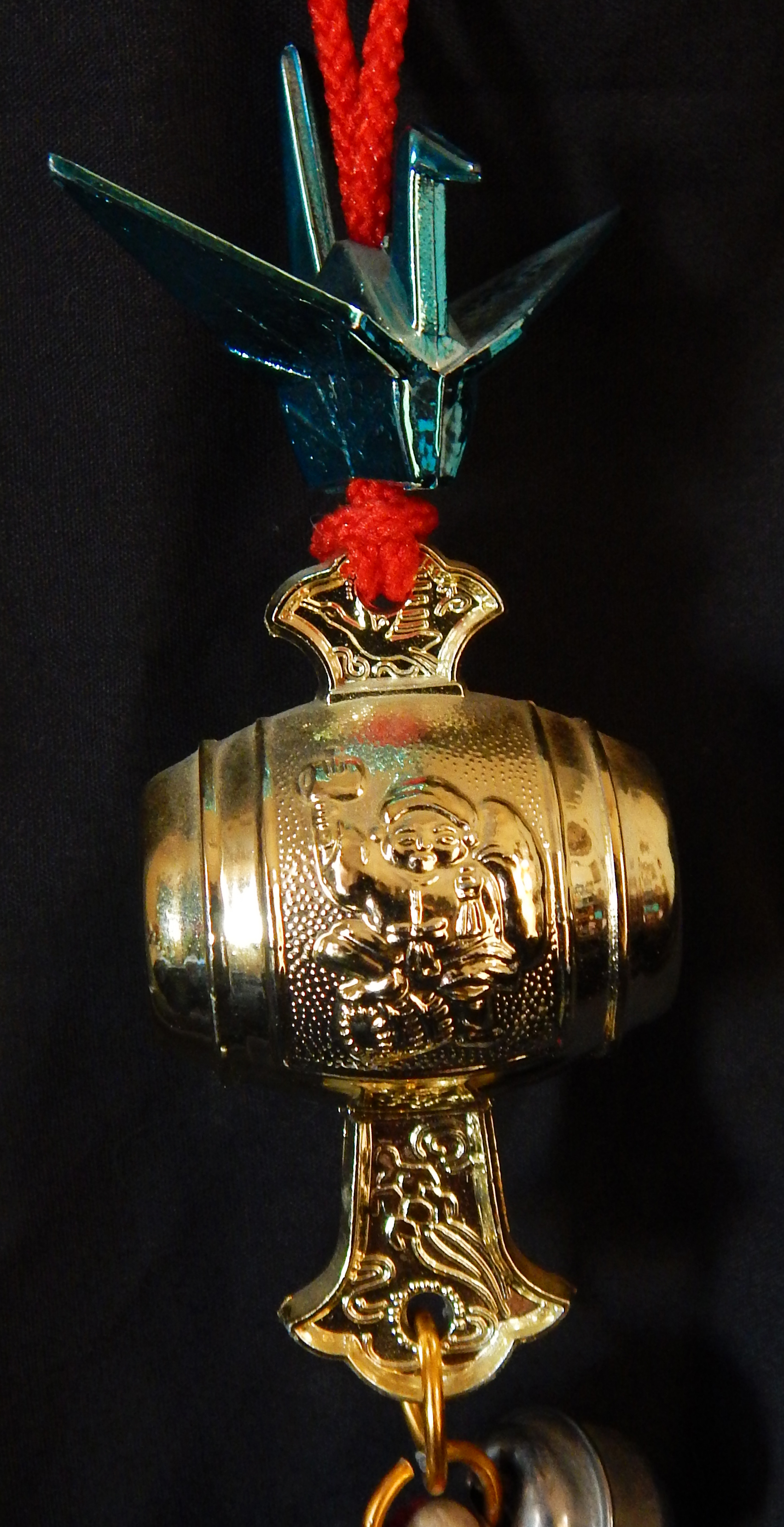 Close-up of sake barrel.