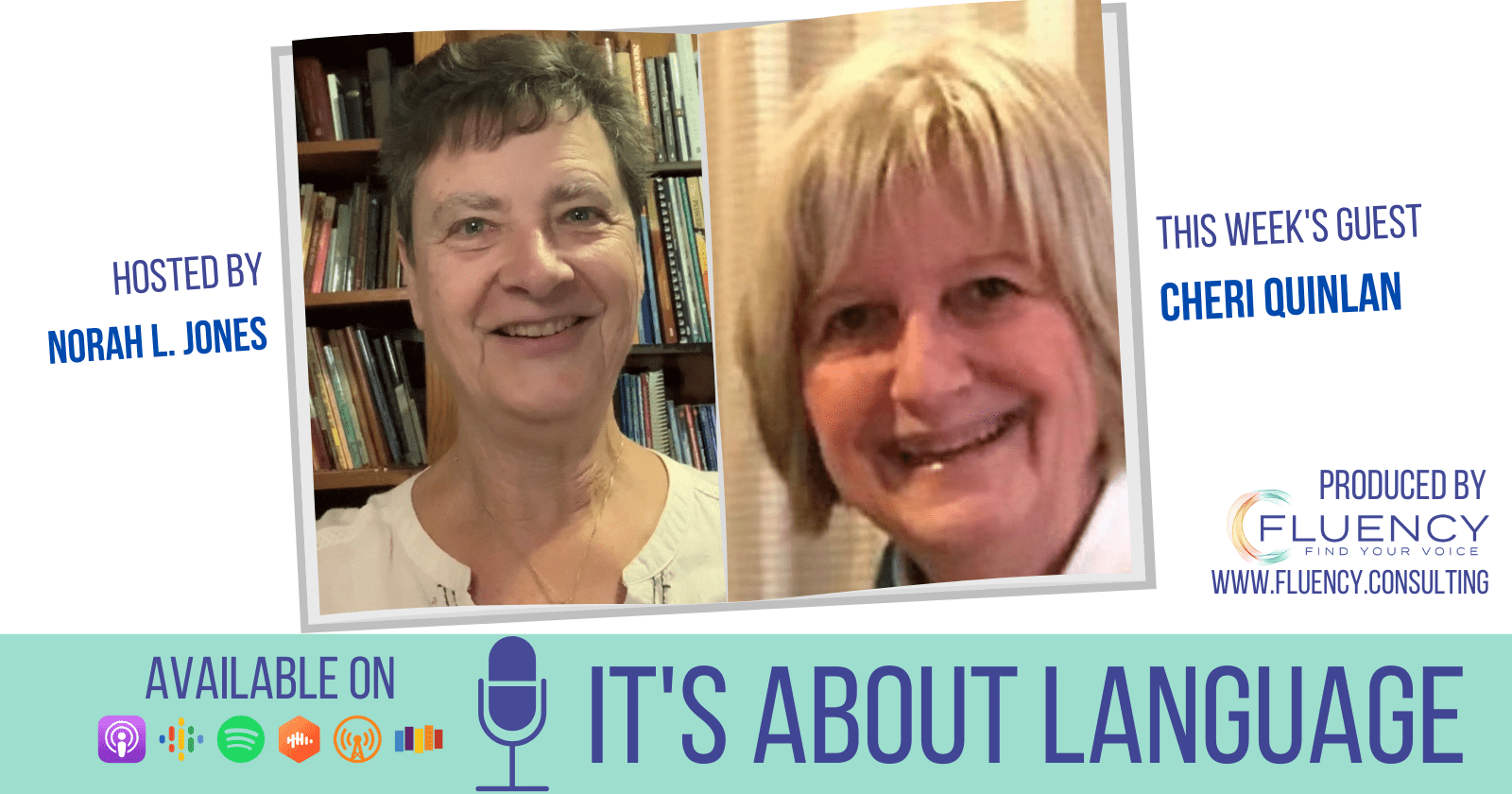 Side-by-side pictures of host Norah L. Jones with guest Cheri Quinlan