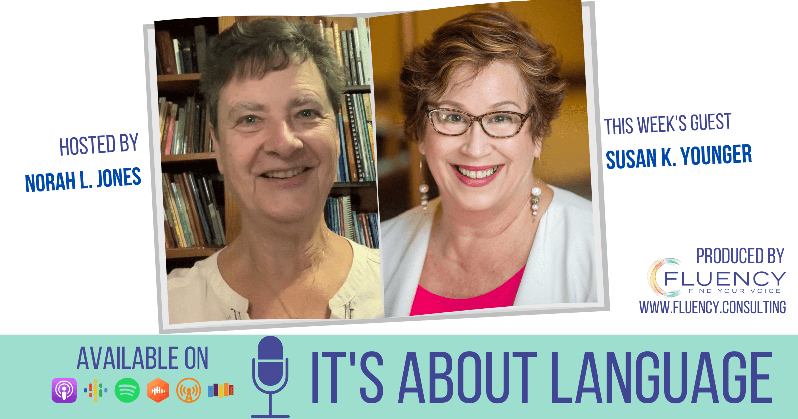 Side by side pictures of host Norah Jones and guest Susan K. Younger