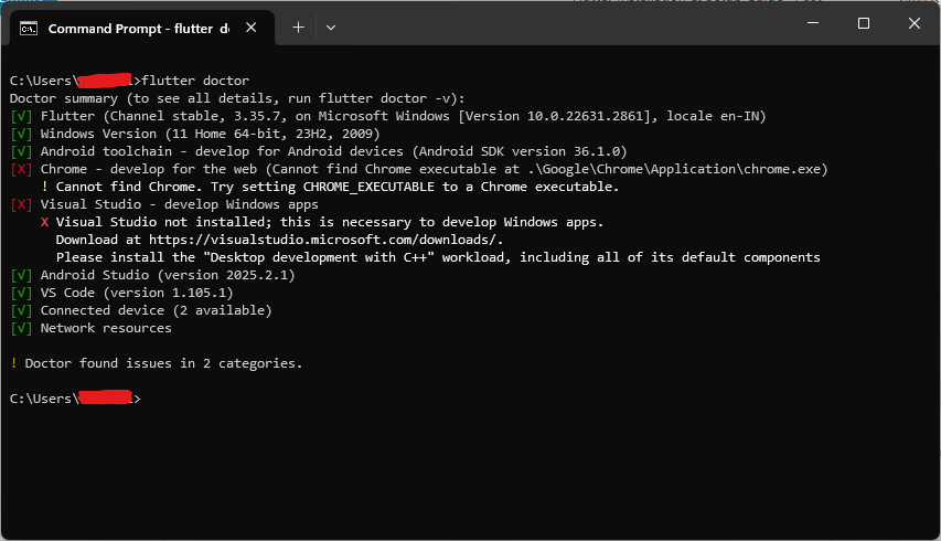 Android Studio Success Message in Flutter Doctor
