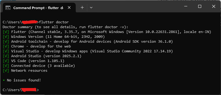 Flutter Installation Successful