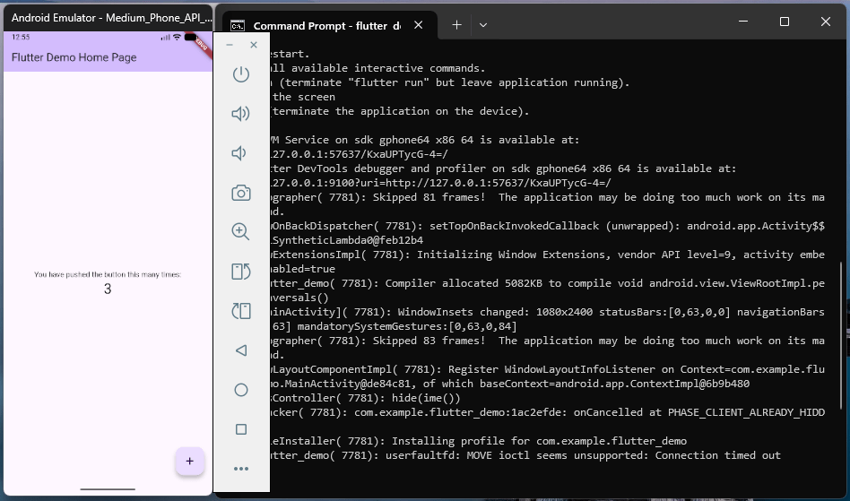 App running in emulator