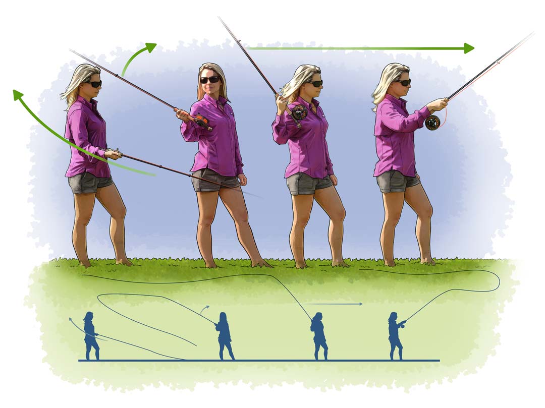 fly fishing illustration demonstrating casting controlled open loops
