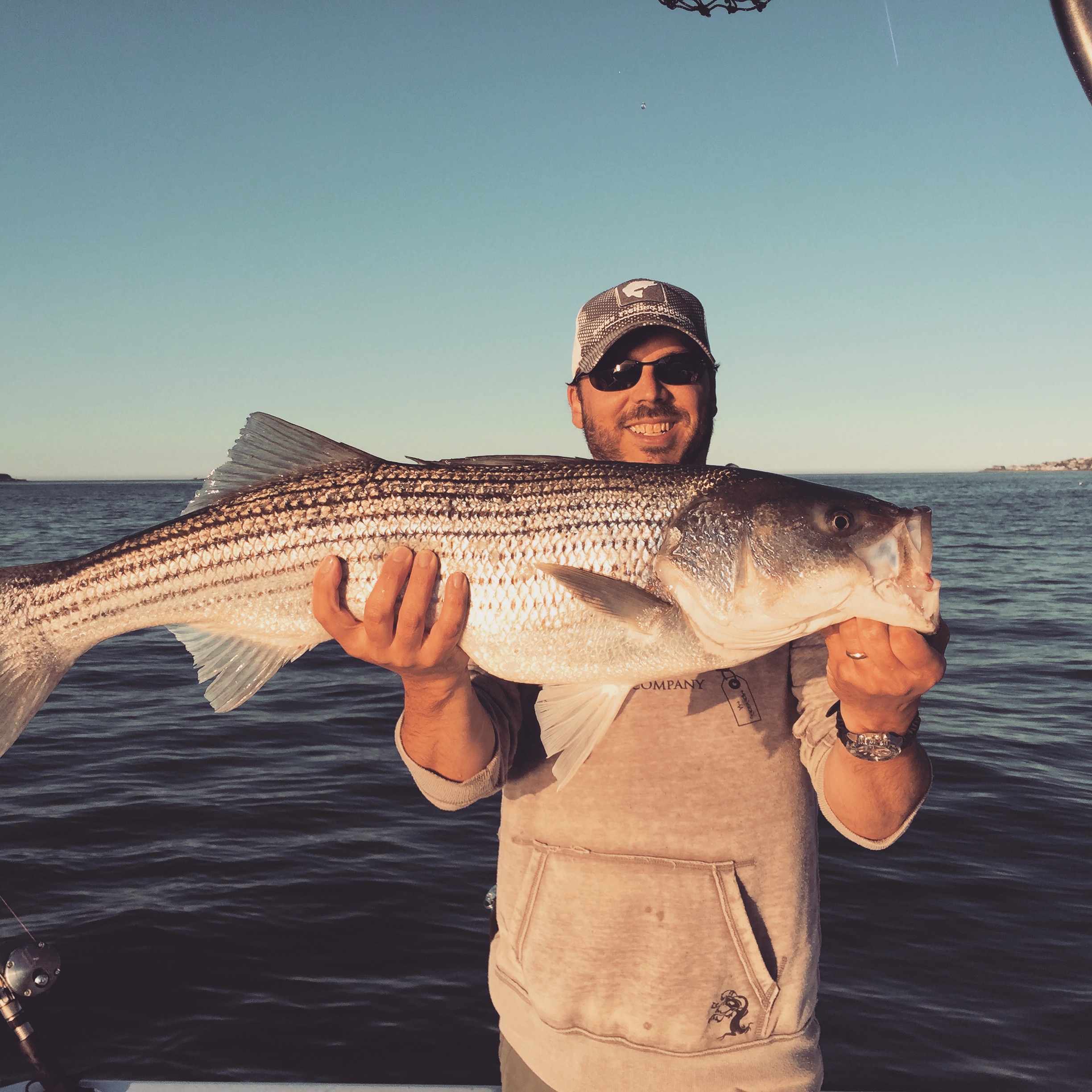Boston Harbor striped bass on light tackle