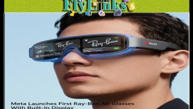 First-person view through smart glasses showing navigation icons in the display