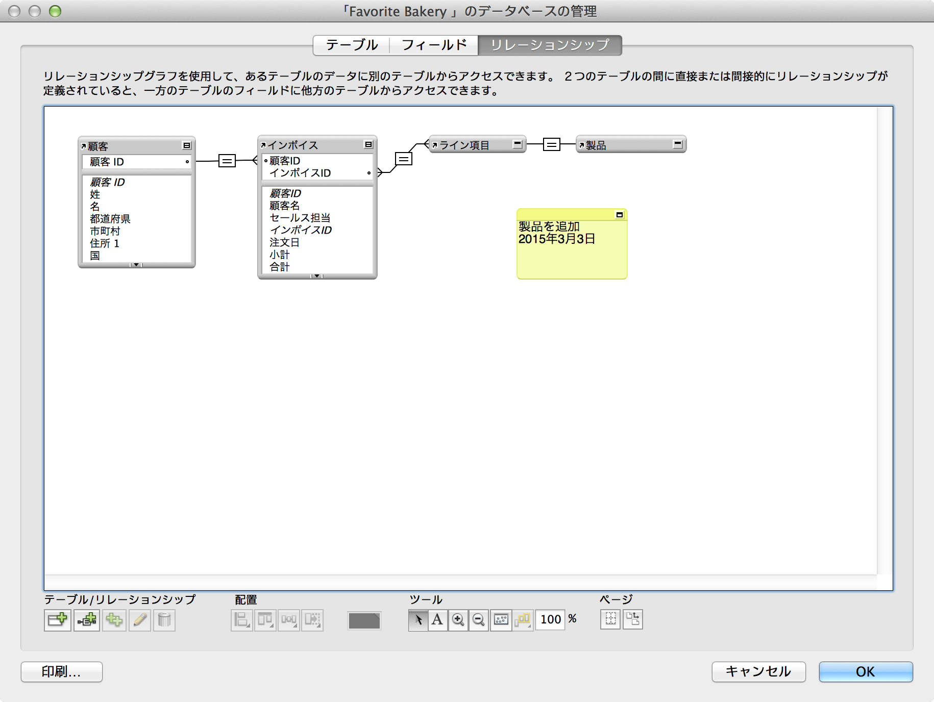 リレーションシップグラフの操作