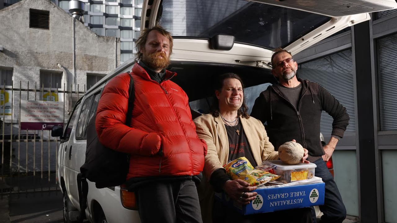 Early Food Not Bombs Hobart meal being shared in the city