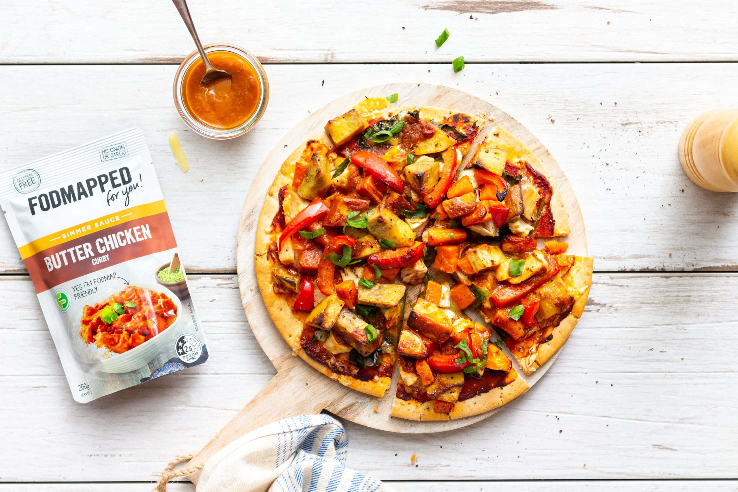 Butter Chicken & Roast Veggie Pizza - FODMAPPED FOR YOU