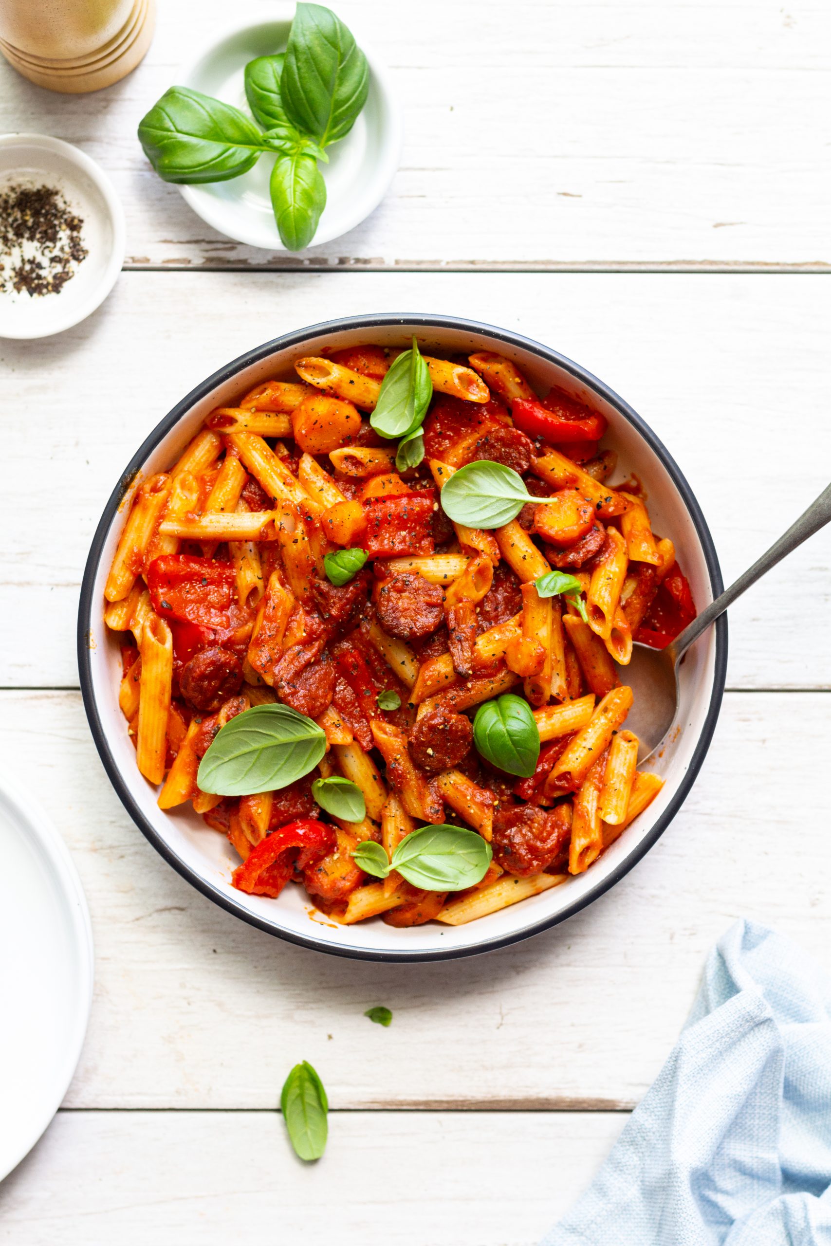 Saucy Chorizo Pasta Bowl - FODMAPPED FOR YOU