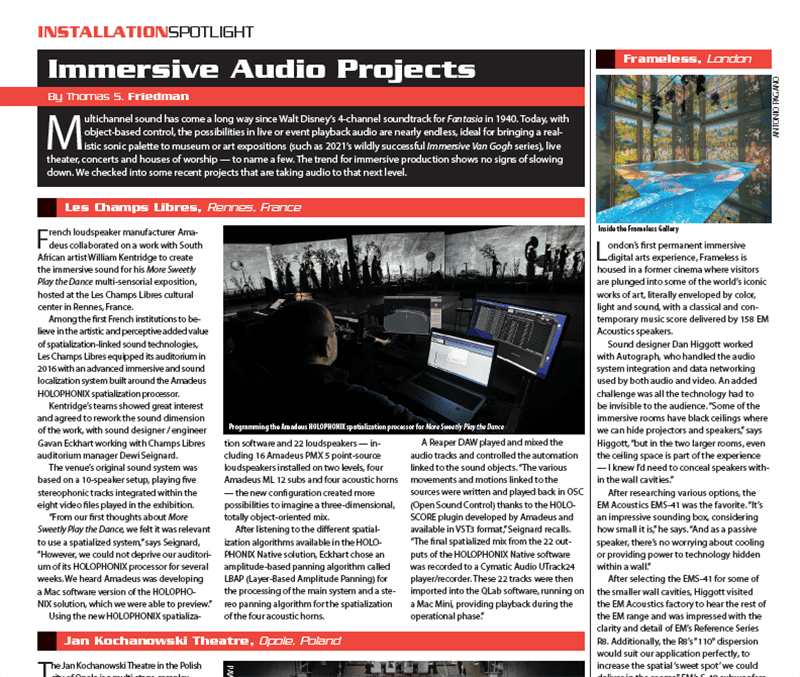 Immersive audio projects