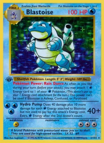 Blastoise Base Set Pokémon card