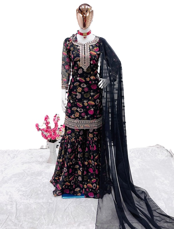 Embroidered Party Wear Top & Sarara