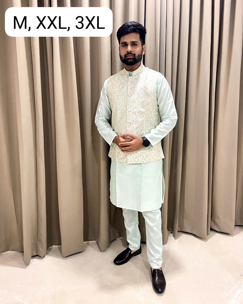 Embroidered Ethnic Jacket with Kurta Set
