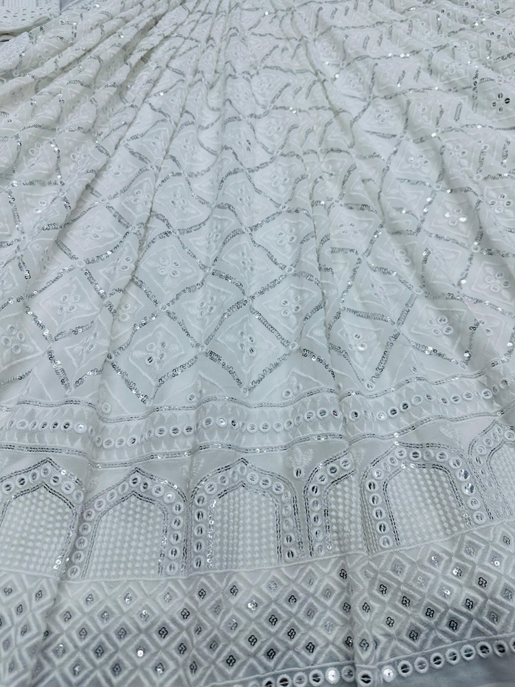 Exquisite Lucknowi Stitch Embroidery Top & Dupatta Set