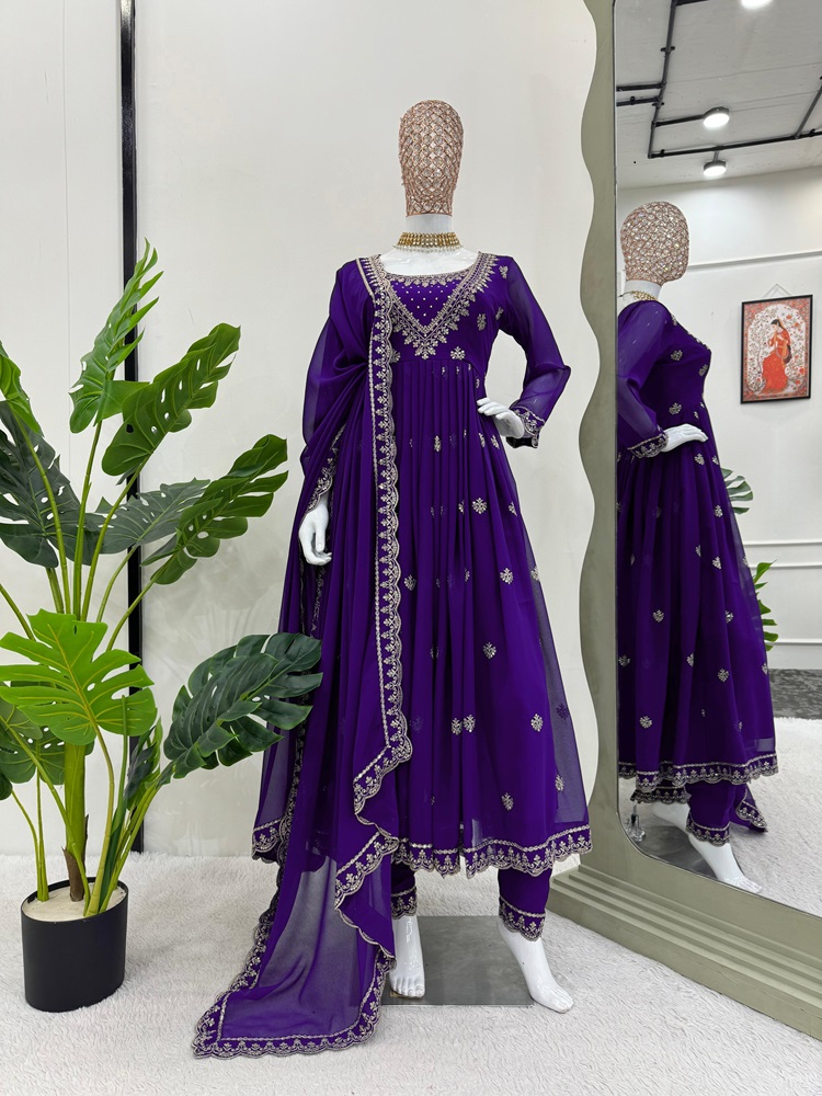 Georgette Designer Suit with Thread & Sequin Work