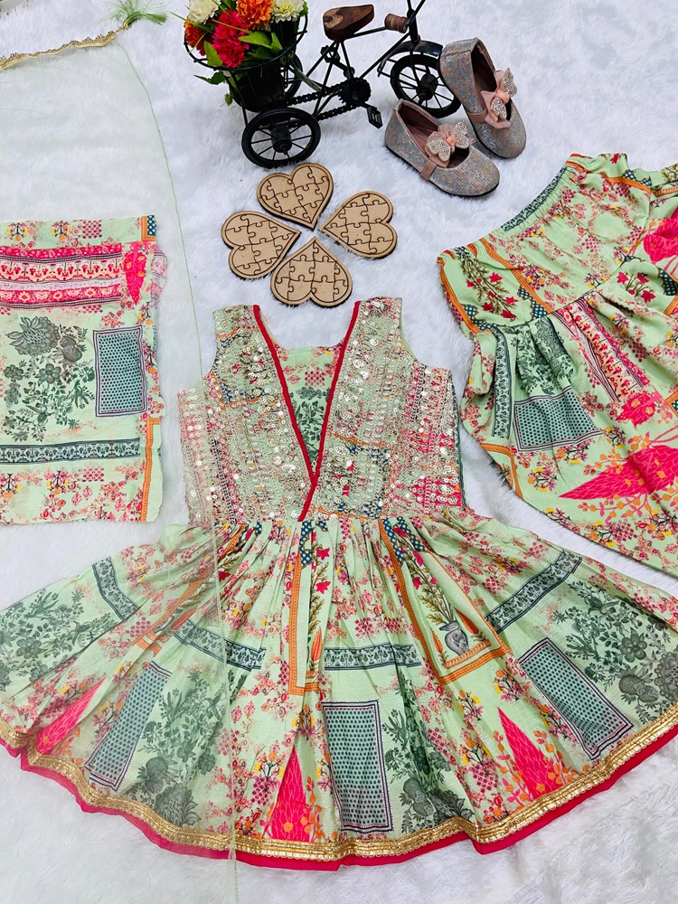 Chinon Silk Dhoti Salwar Suit