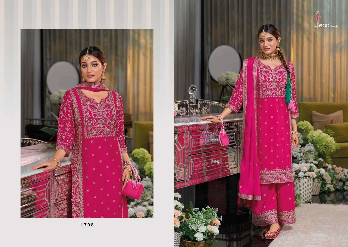 Exotic Chinon Silk Embroidered Designer Suit