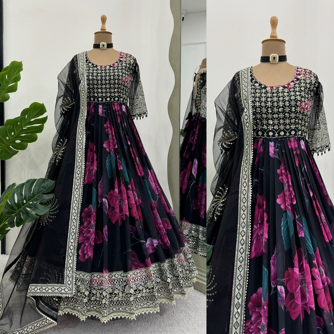 Artistic Digital Print Gown