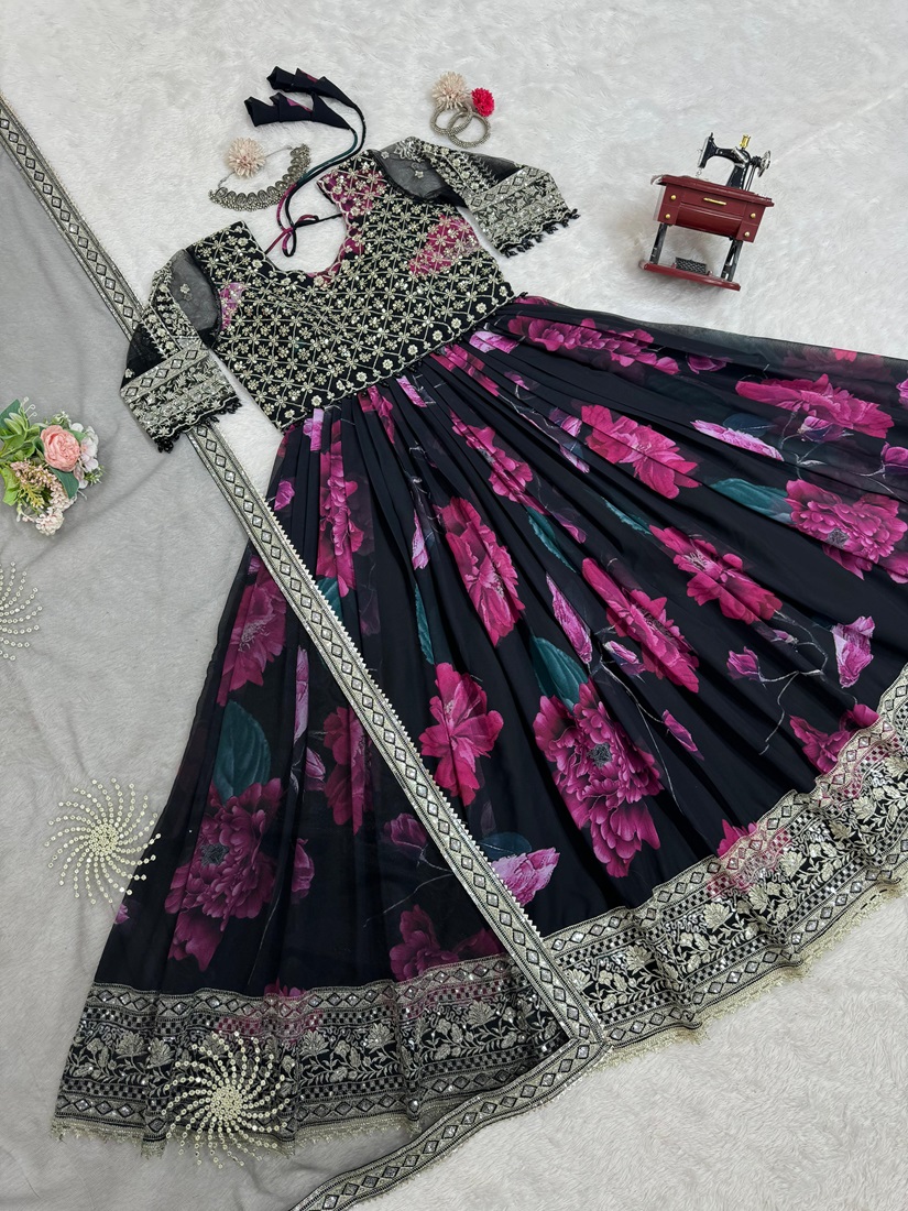 Artistic Digital Print Gown