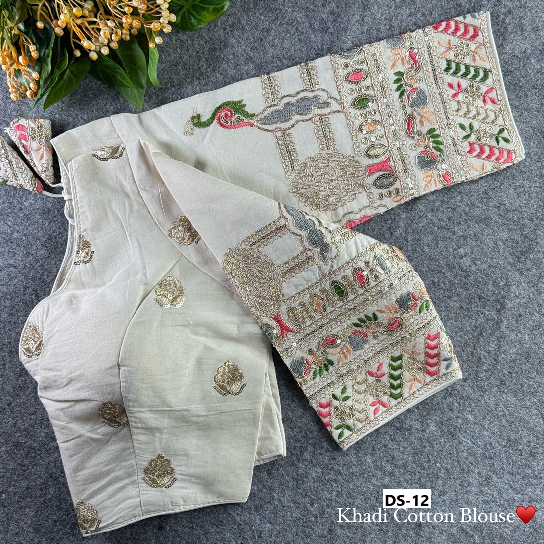 Khadi Cotton Chain Stitch Embroidery Blouse