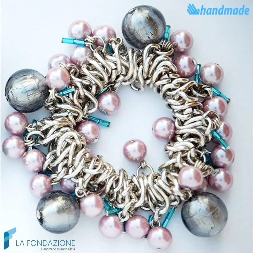 Ely Silver Bracelet handmade Murano glass - La Fondazione snc - BRAC00010