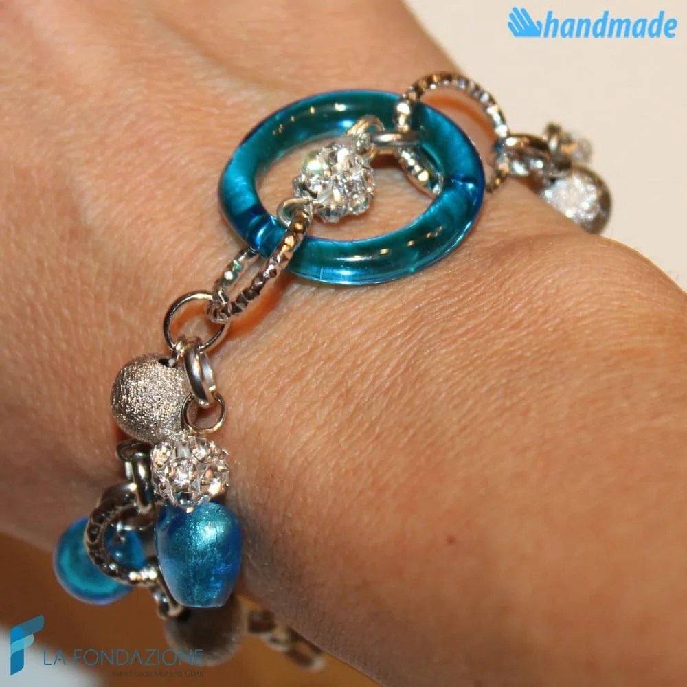 Bracciale Charms Frozen Cerchi in vetro di Murano - La Fondazione snc - BRAC0032